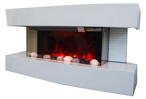 Wall Mounted Electric Fires ElectricSun Paula Small White Electric Fireplace, with Sound Effect, 10 Colour, with APP, W81xH41x22cm