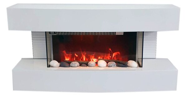 Wall Mounted Electric Fires ElectricSun Paula Small White Electric Fireplace, with Sound Effect, 10 Colour, with APP, W81xH41x22cm