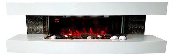 Wall Mounted Electric Fires ElectricSun Paula BIG White Electric Fire, with Sound Effect, 10 Colour, with APP, W150xH46x31cm