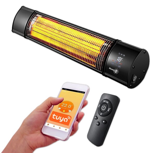 2400/1440/960/240 Watt ElectricSun black 100x16cm Infrared Patio Heater, Indoor/Outdoor Use, with Thermostat and App