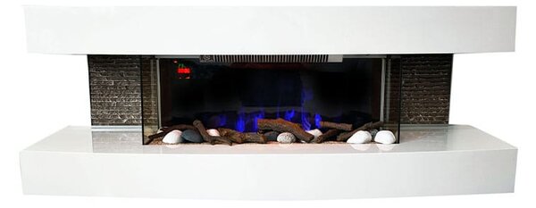Wall Mounted Electric Fires ElectricSun Paula Medium White Modern Electric Fireplace, with Sound Effect, 10 Colour, with APP, W120xH46x31cm