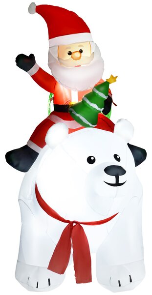 Outsunny 6.6FT Christmas Inflatable Santa Claus Riding on Polar Bear, Christmas Blow Up Outdoor LED Display for Garden Party Aosom UK