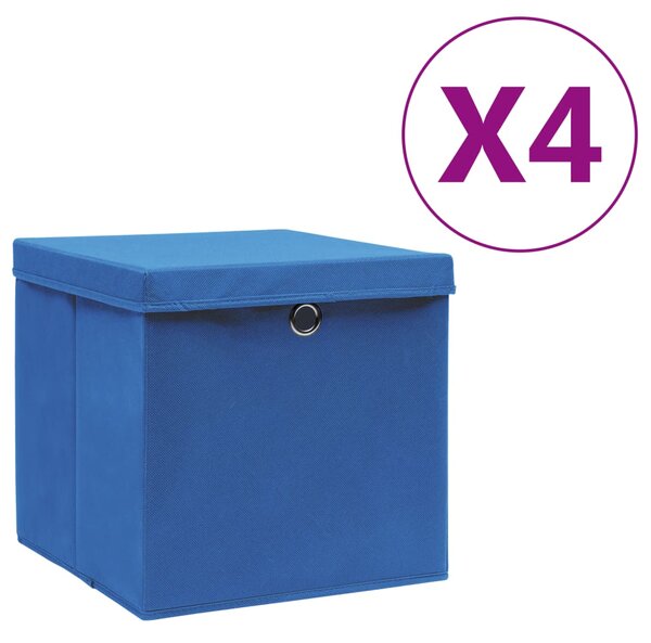 Storage Boxes with Covers 4 pcs 28x28x28 cm Blue