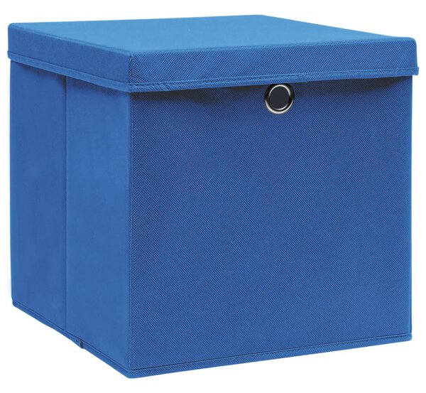 Storage Boxes with Covers 4 pcs 28x28x28 cm Blue