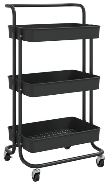 3-Tier Kitchen Trolley Black 42x35x85 cm Iron and ABS