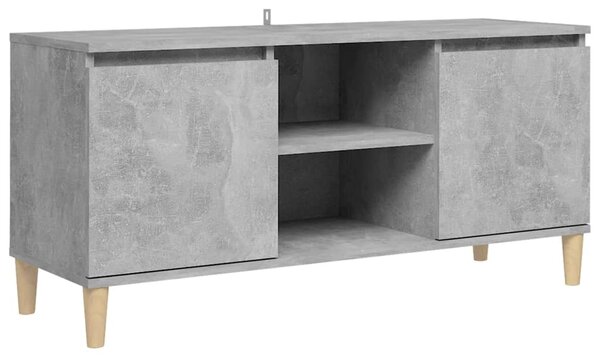 TV Cabinet with Solid Wood Legs Concrete Grey 103.5x35x50 cm