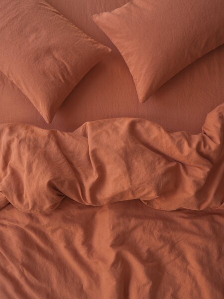 Burnt Orange 100% Linen Duvet Cover | Single | Piglet in Bed