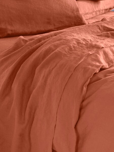 Burnt Orange Linen Blend Flat Sheet | Single | Piglet in Bed