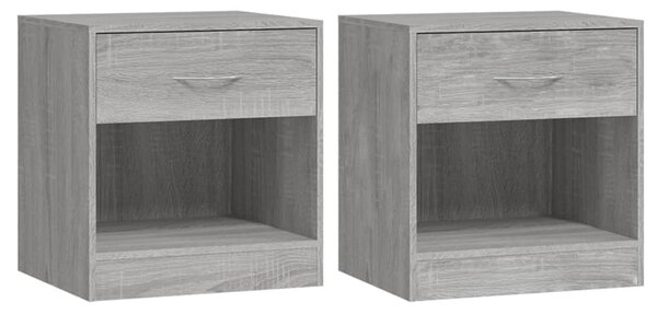 Bedside Cabinets 2 pcs with Drawer Grey Sonoma