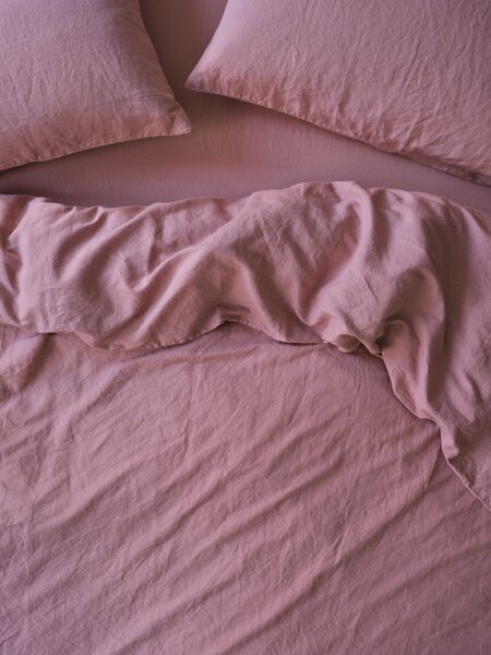 Raspberry Linen Blend Duvet Cover | Super King | Piglet in Bed