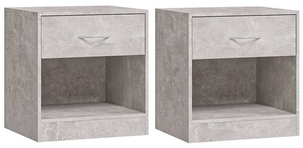 Bedside Cabinets 2 pcs with Drawer Concrete Grey