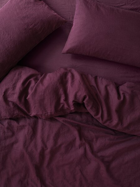 Berry Linen Blend Duvet Cover | Super King | Piglet in Bed