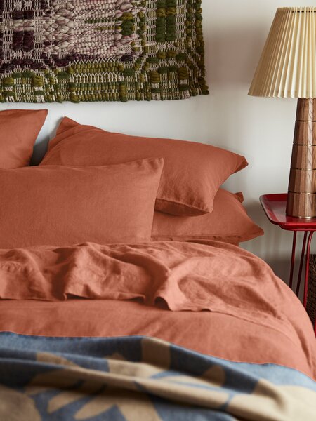 Burnt Orange Linen Blend Pillowcases (Pair) | Super King | Piglet in Bed