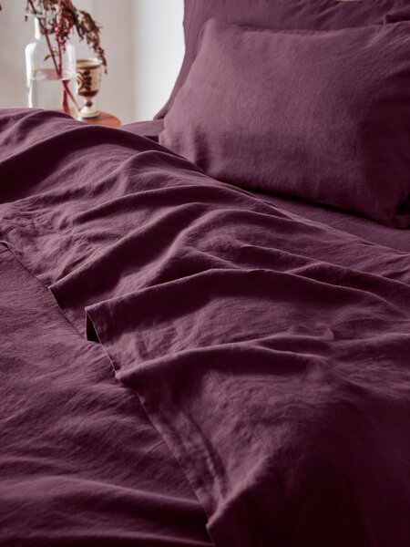 Berry Linen Blend Flat Sheet | Single | Piglet in Bed