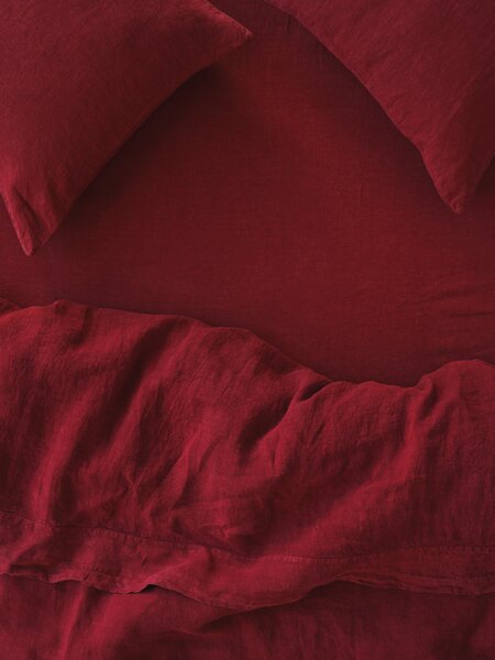 Rhubarb 100% Linen Fitted Sheet | Single | Piglet in Bed