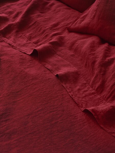 Rhubarb Linen Blend Flat Sheet | Single | Piglet in Bed