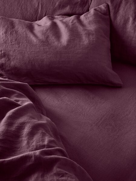 Berry Linen Blend Fitted Sheet | Single | Piglet in Bed