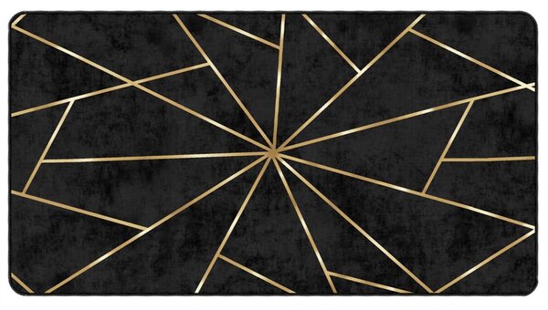 Corwin 150cm Polyester Washable Anti-Slip Rug In Gold And Black