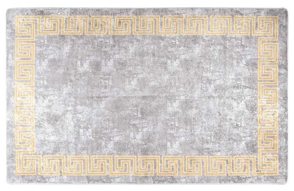 Corwin 150cm Polyester Washable Anti-Slip Rug In Grey And Gold