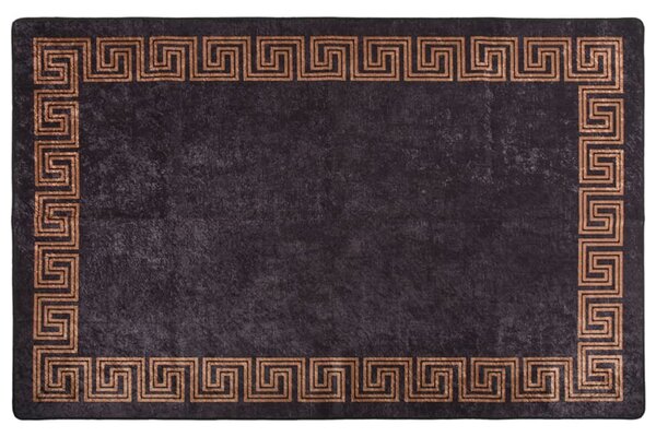 Corwin 150cm Polyester Washable Anti-Slip Rug In Black And Brown