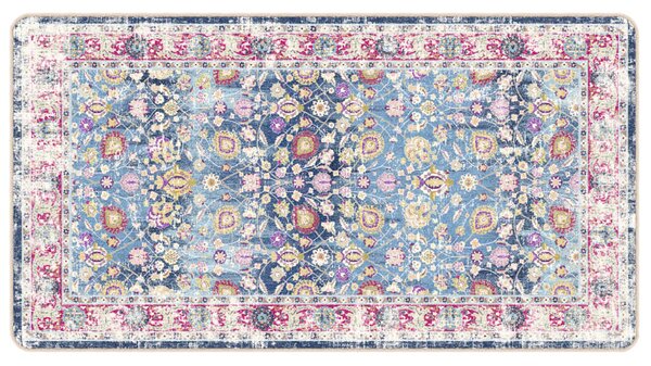 Corwin 150cm Polyester Washable Anti-Slip Rug In Blue And Pink