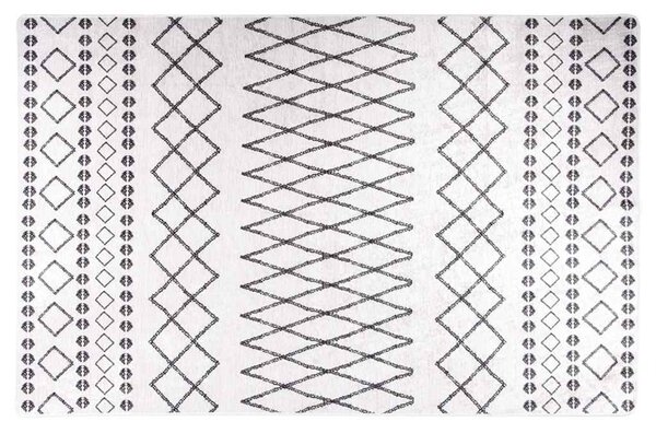 Corwin 150cm Polyester Washable Anti-Slip Rug In White And Black