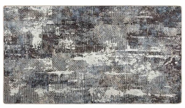 Corwin 150cm Polyester Washable Anti-Slip Rug In Black And Grey