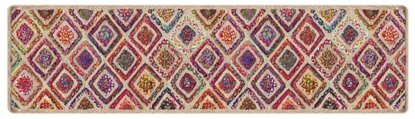 Corwin 300cm Polyester Washable Anti-Slip Rug In Multicolour And Natural