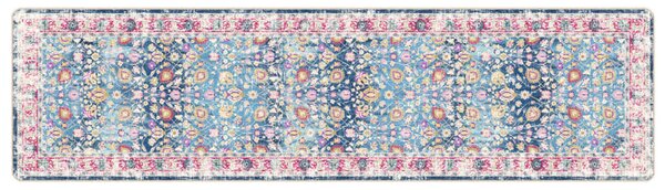 Corwin 300cm Polyester Washable Anti-Slip Rug In Blue And Pink