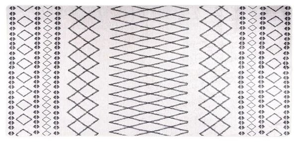 Corwin 300cm Polyester Washable Anti-Slip Rug In White And Black