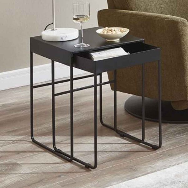 Ellensburg Two Square Metal End Table In Black