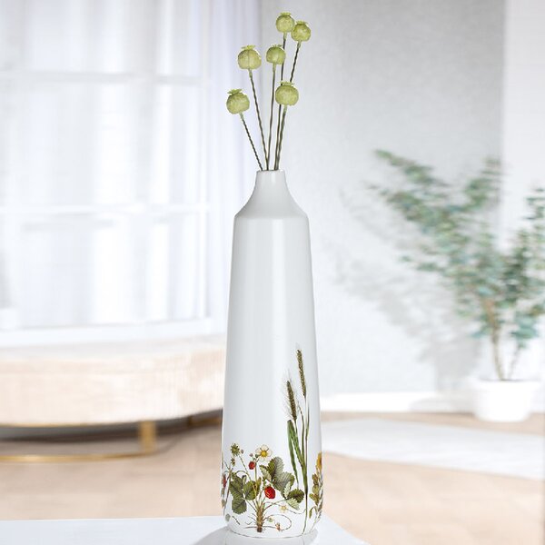 Camarillo Ceramic Flower Floor Vase In White
