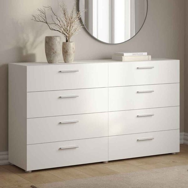 Perkin Wooden Chest Of 8 Drawers In White