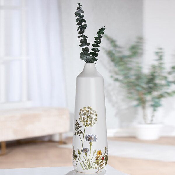 Camarillo Ceramic Set OF 2 Flower Cone Vases In White