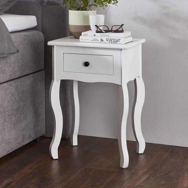 Jewett Wooden End Table With 1 Drawer In White