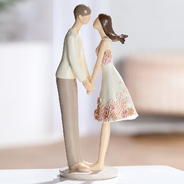 Carnation Synthetic Resin Dancing Couple Sculpture In Cream And Pink