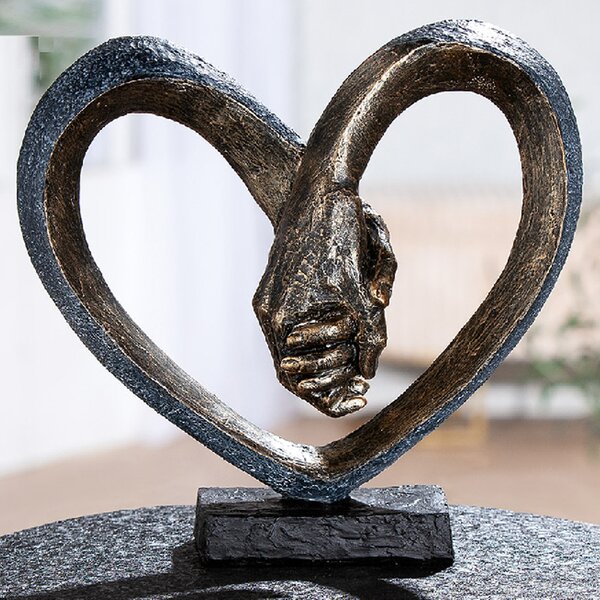 Carnation Synthetic Resin Hand In Hand Sculpture In Antique