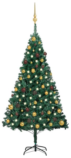 Artificial Pre-lit Christmas Tree with Ball Set Green 150 cm PVC