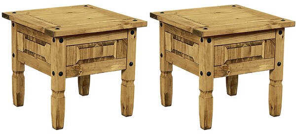 Carlen Distressed Oak Wooden Lamp Table In Pair