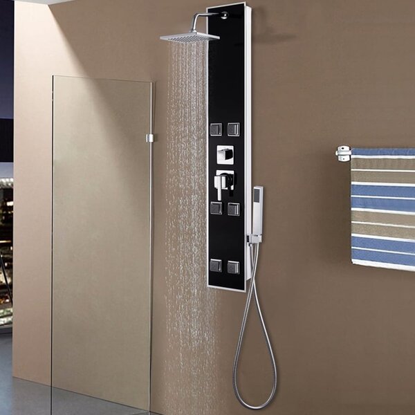 Arlington 3 Modes Shower Panel System With Shower Kit 1200mm Height - Black