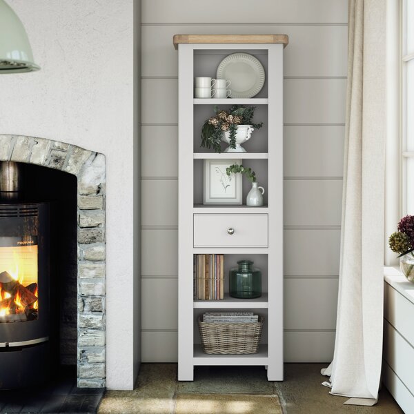 Salcombe Slim Bookcase Stone (Grey)