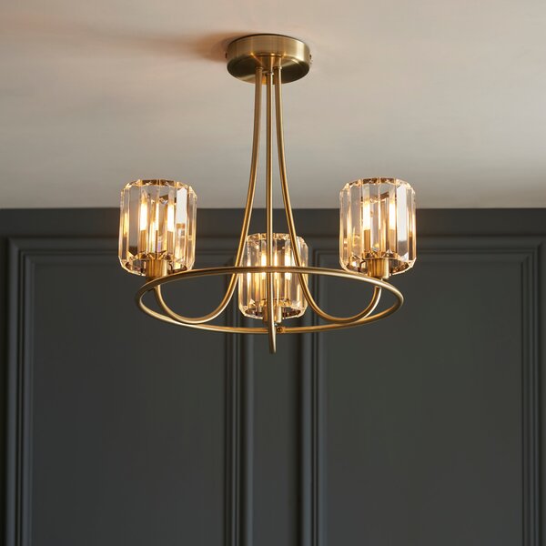 Vogue Laney Traditional 3 Light Semi Flush Ceiling Light Gold