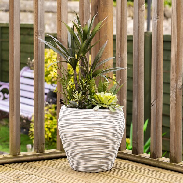 Artificial Mixed Agave in Grey Pot Green