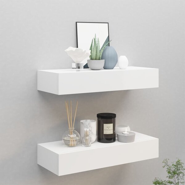 Wall-mounted Drawer Shelves 2 pcs White 60x23.5x10cm MDF