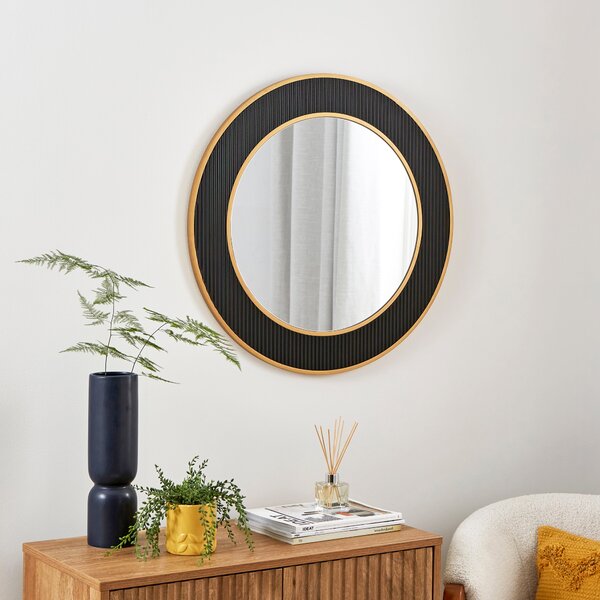 Georgi Round Wall Mirror Black