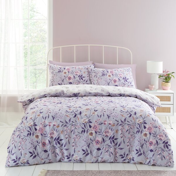 Catherine Lansfield Isadora Floral Lilac Duvet Cover and Pillowcase Set Lilac