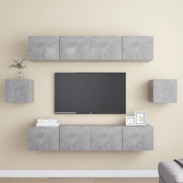 6 Piece TV Cabinet Set Concrete Grey Engineered Wood