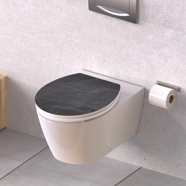 SCHÜTTE High Gloss Toilet Seat with Soft-Close BLACK STONE MDF