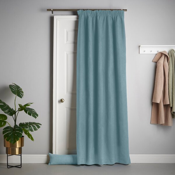 Velvet Chenille 56x84 Interlined Pencil Pleat Door Curtain Teal