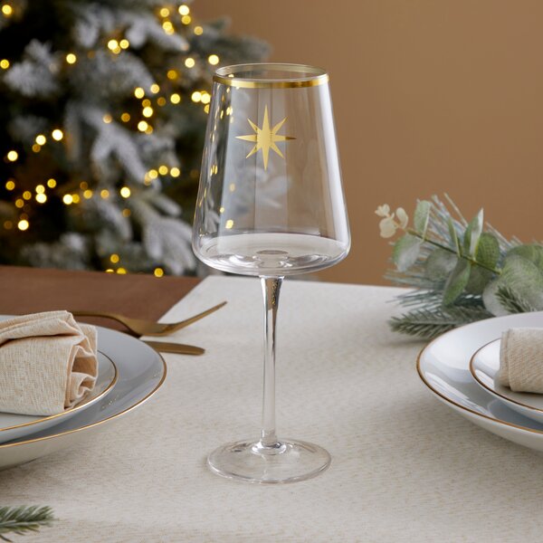 Set of 4 Gold Star White Wine Glasses Gold